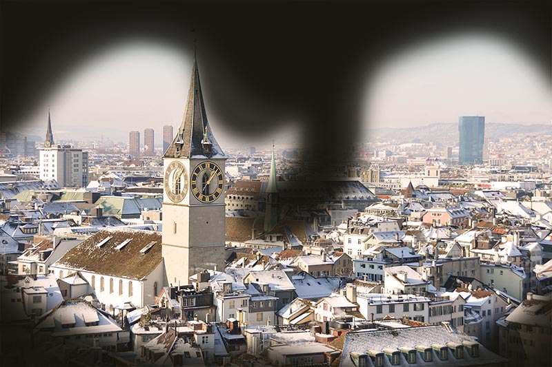 Città di Zurigo con visibilità limitata